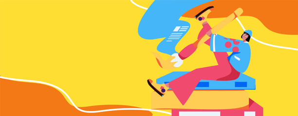 Character reading quietly vector concept operation hand drawn illustration
