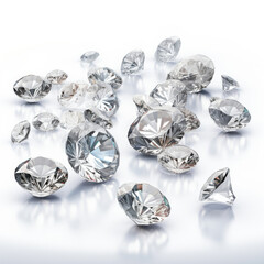 A Collection of Diamonds Glistening on a White Background