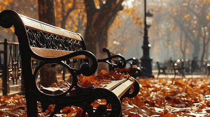 bench in the park - obrazy, fototapety, plakaty
