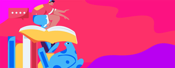 Character reading quietly vector concept operation hand drawn illustration
