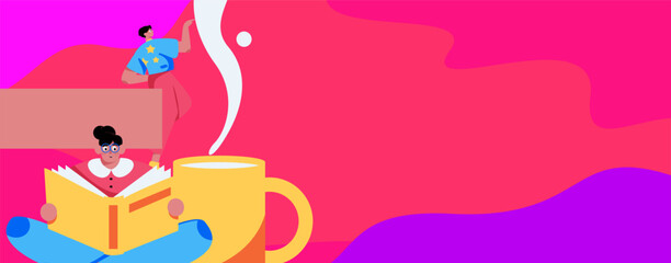 Character reading quietly vector concept operation hand drawn illustration
