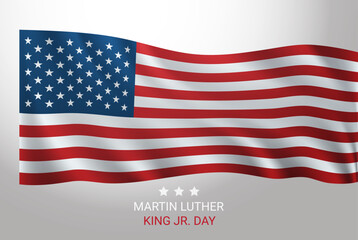 Martin Luther King Jr. Day black man and USA flag MLK banner horizontal