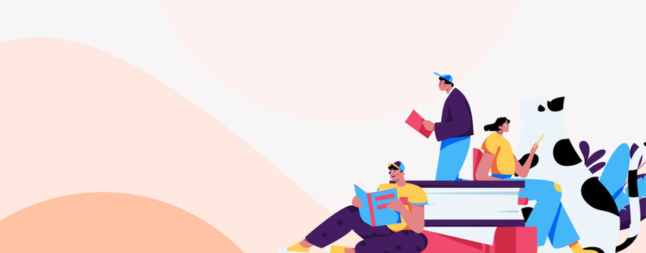 Character reading quietly vector concept operation hand drawn illustration
