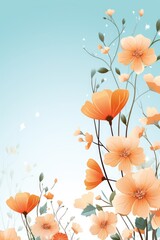 Beautiful flowers with leaves on a spring background.