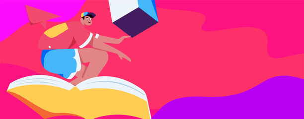 Character reading quietly vector concept operation hand drawn illustration
