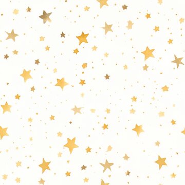 Gold watercolor stars seamless pattern