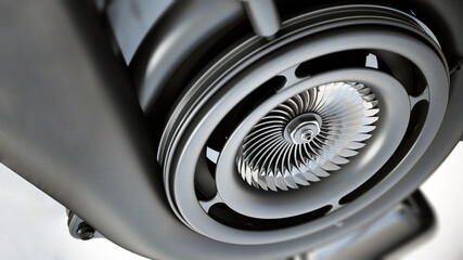 Generic turbo detail with depth of field effect. 3D illustration