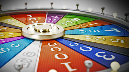 Prize wheel isolated on white background. 3D illustration