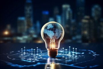 Strategy business ideas concept for innovation planning and planning ideas competition, business growth, strategy, economic growth, advertising, promotion, futuristic graphic icon and light bulb. - obrazy, fototapety, plakaty