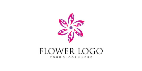 Simple flower logo design with modern concept| premium vector