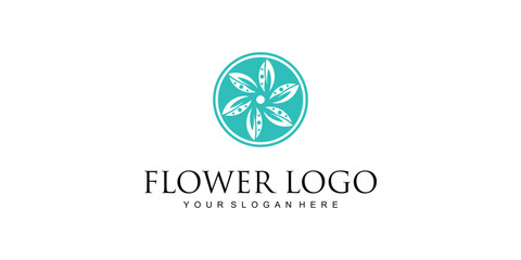 Simple flower logo design with modern concept| premium vector