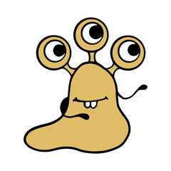 Cute and Funny Monster Cartoon Illustration Isolated In White Background. Abstract Monster Illustration