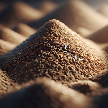 Piles of cumin seed or ground spice