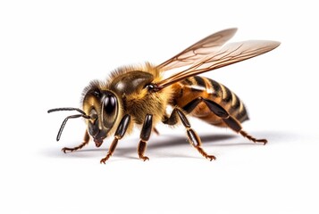 honey bee isolated on white background. generative ai