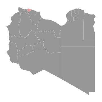 Tripoli district map, administrative division of Libya. Vector illustration.