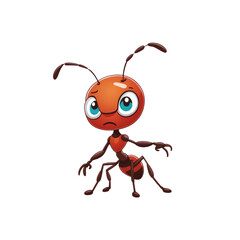 Vector red cartoon ant on transparent background, AI generated