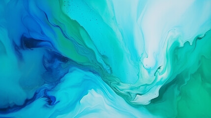 Marble watercolor paint background by teal color blue and green with liquid fluid texture for background