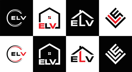 ELV logo. E L V design. White ELV letter. ELV, E L V letter logo design. Initial letter ELV letter logo set, linked circle uppercase monogram logo. E L V letter logo vector design.