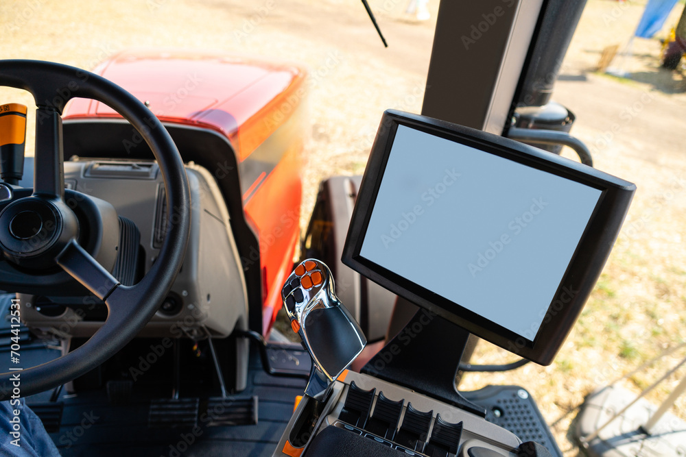 Poster tractor with system of precision agriculture. smart farming.