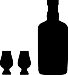 Vektor Silhouetten - Whisky Flasche mit Tasting Gläser - obrazy, fototapety, plakaty