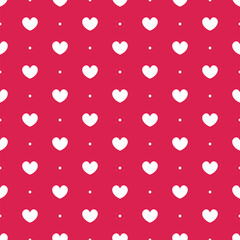 White hearts and dots vector seamless pattern