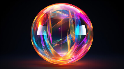 abstract colorful sphere 3d render with Transpare