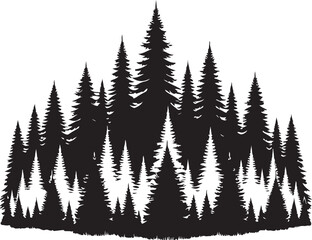Forest of Christmas fir trees silhouette Vector