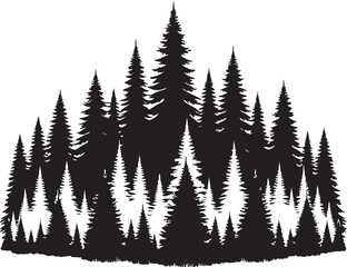 Obraz premium Forest of Christmas fir trees silhouette Vector