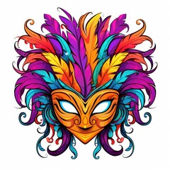 Vibrant Carnival Elegance: A Symphony of Feathers and Colors. Created with Generative AI