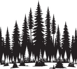 Obraz premium Forest of Christmas fir trees silhouette Vector