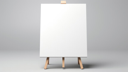 A blank white canvas on a wooden easel, presenting a perfect starting point for an artist's creation.