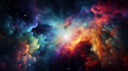 Fototapeta premium A Colorful Cosmic Nebula Parallax Photography