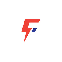 Minimalist Electric Logo, letter F and lightning bolt combination, vector illustration