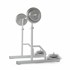 3D rendering of a barbell on a white background