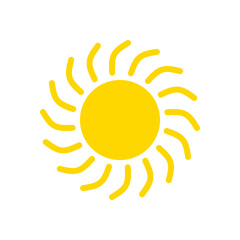 Yellow gold sun icon vector. Sunlight logo illustration isolated on white background.