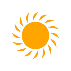 Orange color sun icon vector. Sun rays logo illustration isolated on white background.
