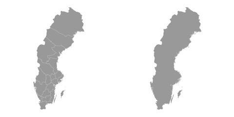 Sweden gray map with provinces. Vector illustration.