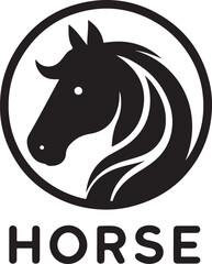 Horse Face Logo vector black color silhouette, isolated white background