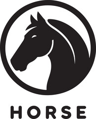 Horse Face Logo vector black color silhouette, isolated white background