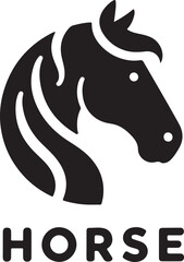Horse Face Logo vector black color silhouette, isolated white background