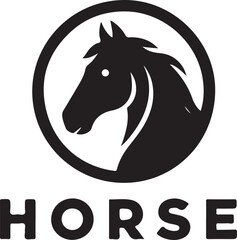 Horse Face Logo vector black color silhouette, isolated white background