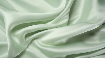 Fototapeta premium Light pale tender green white silk satin, copy space, 16:9
