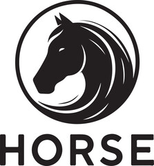 Horse Face Logo vector black color silhouette, isolated white background