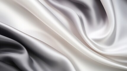 Fototapeta premium Light pale tender black white silk satin, 16:9