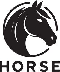 Horse Face Logo vector black color silhouette, isolated white background