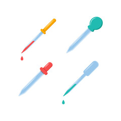 Pipette vector icons set. Flat set of pipette vector icons for web design