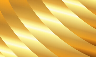 Abstract 3d luxury golden metal curved stripes layers. Abstract futuristic illustration of gold volumetric gradient stripes, lines. Modern geometric luxury template for business, presentation. Vector.