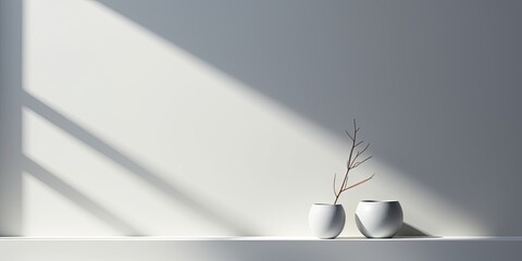Product presentation with light and shadow against a gray background with windows
