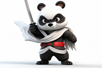 3d cartoon ninja panda character