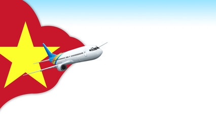 3d illustration plane with Vietnam flag background for business and travel design